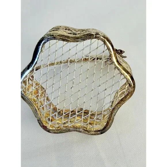 Set of 4  Silver Plated Metal Rose Handle Decorative Trinket Baskets - Picture 13 of 14